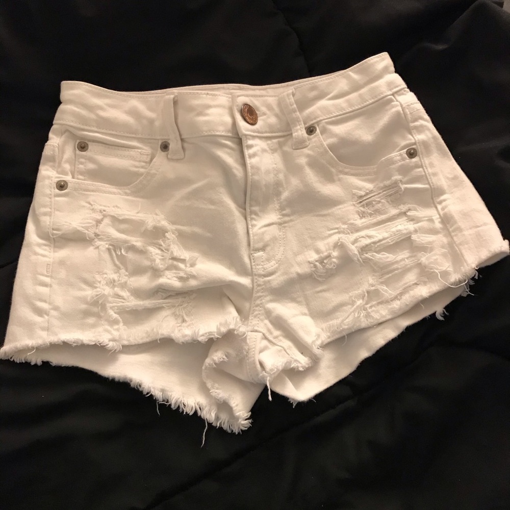 American Eagle white jean shorts